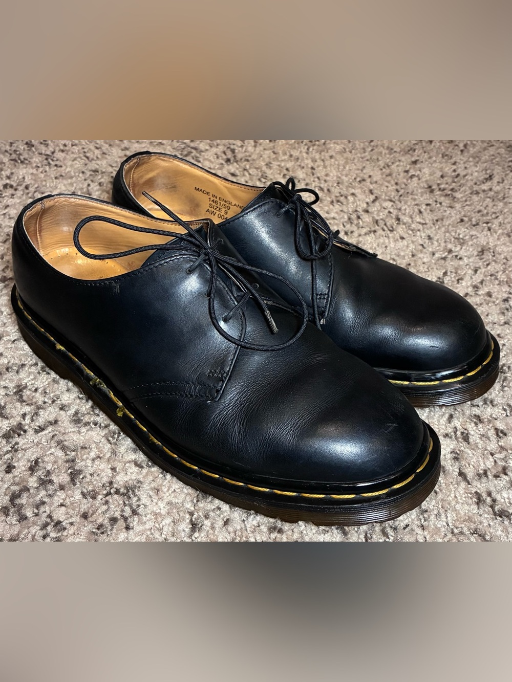 Dr Martens 1461 England Vintage Black Leather 3-Eye Oxford Shoes Mens UK 9 US 10